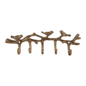 Cuier perete metal auriu Pasari 18x2x6 cm