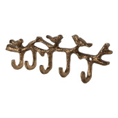 Cuier perete metal auriu Pasari 18x2x6 cm