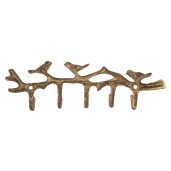 Cuier perete metal auriu Pasari 18x2x6 cm