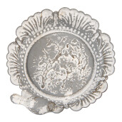 Bol decorativ metal gri alb vintage 13x12x10 cm