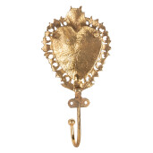 Cuier perete metal auriu Inimioara 7x4x15 cm