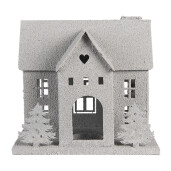 Casuta Craciun metal gri 26x17x24 cm