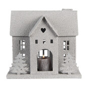 Casuta Craciun metal gri 26x17x24 cm