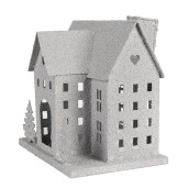 Casuta Craciun metal gri 26x17x24 cm