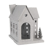 Casuta Craciun metal gri 26x17x24 cm