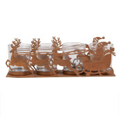 Suport lumanari Craciun metal maro 25x8x8 cm