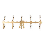 Cuier perete metal auriu ceramica alba 50x7x17 cm 