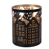 Suport lumanare Craciun metal negru auriu  Ø 11x13 cm