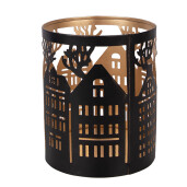 Suport lumanare Craciun metal negru auriu  Ø 11x13 cm