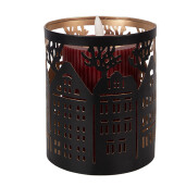 Suport lumanare Craciun metal negru auriu  Ø 11x13 cm