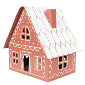 Casuta Craciun metal alb maro cu led 23x18x23 cm