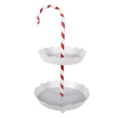 Platou Craciun metal alb rosu Ø 29x47 cm