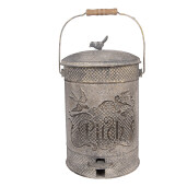 Cos gunoi cu pedala metal gri 24x24x31 cm