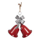 Clopotei Craciun metal rosu argintiu  42x21x46 cm