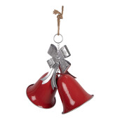 Clopotei Craciun metal rosu argintiu  42x21x46 cm