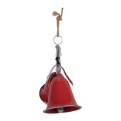 Clopotei Craciun metal rosu argintiu  42x21x46 cm