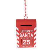 Ornament brad Craciun Cutie Postala metal alb rosu 5x3x8 cm