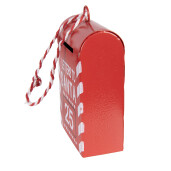 Ornament brad Craciun Cutie Postala metal alb rosu 5x3x8 cm