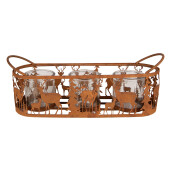 Suport lumanari sticla metal maro Forest  37x11x13 cm