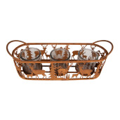 Suport lumanari sticla metal maro Forest  37x11x13 cm