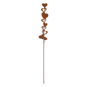 Decoratiune gradina metal maro Inimioare 6x1x28 cm