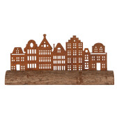 Decoratiune Casute metal lemn maro 25x5x8 cm