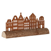 Decoratiune Casute metal lemn maro 25x5x8 cm