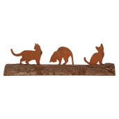 Decoratiune Pisicute lemn metal maro 32x5x7 cm