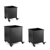 Set 3 suporturi ghivece flori otel negru Haik 25x25x32h; 30x30x37h; 35x35x42h
