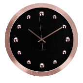 Ceas perete rama aluminiu auriu rose negru 40 cm