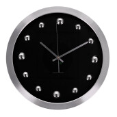Ceas perete rama aluminiu argintiu negru 40 cm