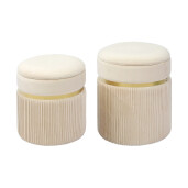 Set 2 tabureti catifea bej  32 x 38, 36 x 44 cm