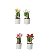 Set 4 ghivece cu Lalele artificiale multicolore 13,5 x 33 cm