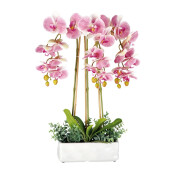 Orhidee artificiala roz in ghiveci ceramica 25 x 10 x 62 cm