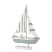 Barcuta decorativa mdf textil alb gri petrol, cu leduri 39,5 x 7,5 x 63 cm