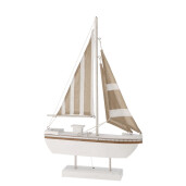 Barcuta decorativa mdf textil alb maro, cu leduri 39,5 x 7,5 x 63 cm