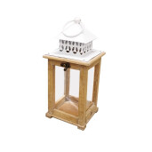 Set 2 felinare lemn metal  13 x 13 x 28,5 cm