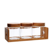 Set 3 borcane cu suport bambus 34 x 12,5 x 13,5 cm, 10,5 x 12,5 cm