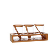 Set 3 borcane cu suport bambus 29 x 9,5 x 12,5 cm