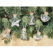 Set 6 ornamente brad Craciun sticla transparenta 4x6 cm