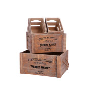 Set 4 cutii depozitare lemn maro negru Farmers 20 x 15 x 16 cm, 35 x 25 x 18 cm, 40 x 30 x 20 cm