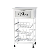 Carucior servire mdf alb negru 47 x 37 x 85 cm