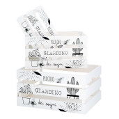 Set 3 cutii depozitare,lemn alb negru 30 x 20 x 16, 35 x 25 x 18, 40 x 30 x 20 cm