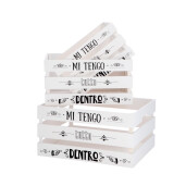 Set 3 cutii depozitare lemn alb negru  30 x 20 x 16, 35 x 25 x 18, 40 x 30 x 20 cm