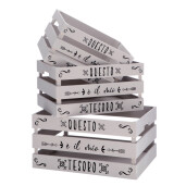 Set 3 cutii depozitare lemn negru gri 30 x 20 x 16, 35 x 25 x 18, 40 x 30 x 20 cm