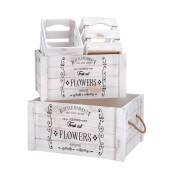 Set 4 cutii depozitare lemn negru alb 2 x 20 x 15 x 16, 35 x 25 x 18, 40 x 30 x 20 cm