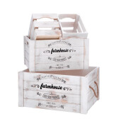 Set 4 cutii depozitare lemn negru alb Farmhouse 2 x 20 x 15 x 16, 35 x 25 x 18, 40 x 30 x 20 cm