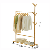 Suport haine bambus natur Vikir 80x35x174 cm