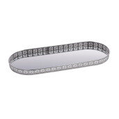 Tava decorativa metal argintiu 43 x 17 cm