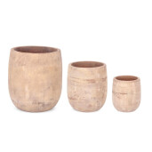 Set 3 ghivece flori teracota maro Minh Ø37x41h; ø29x31h; ø20x23h